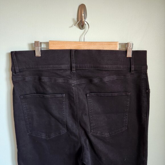 Spanx Jeans Black XL 1X Petite Women's Cropped Kick Flare Raw Hem Boho NEW - Picture 8 of 11